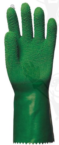 Végig mártott, zöld, vágásbiztos, csúszásgátló, erősített latex, 32cm 3815-ös