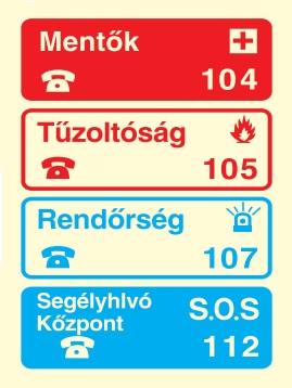 tt023_Után világítós segélyhívó, tűzvédelmi öntapadós tábla